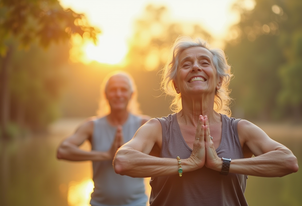Жінка виконує флоу-йогу
